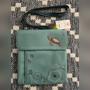 Chala Handbags Teal Crossbody Bag Ocean Motif BRAND NEW!